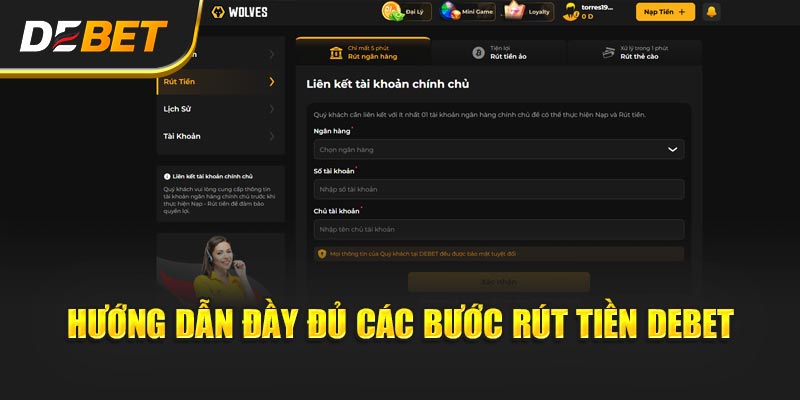Hướng dẫn đầy đủ các bước Rút Tiền Debet